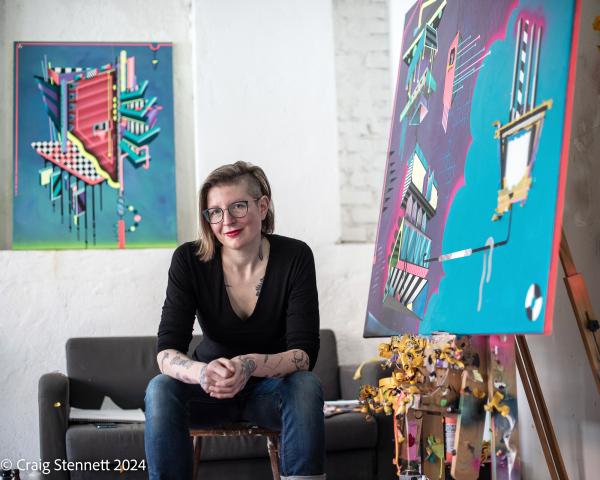 Image from Mitteldeutsch Artists-Ongoing Portrait Project - LEIPZIG, GERMANY- APRIL 30: Artist Marlet Heckhoff in her...