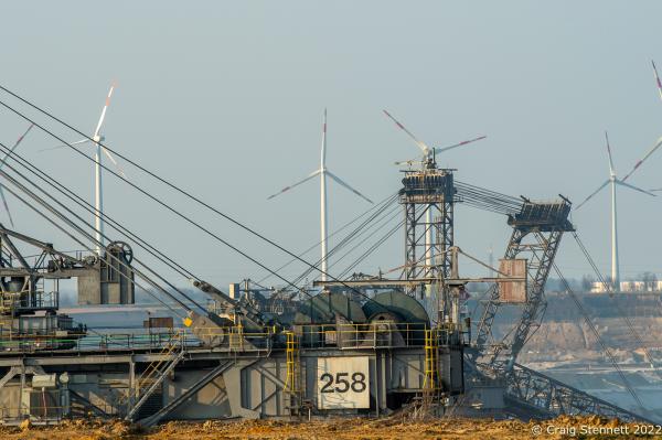 Image from Mahnwache Lützerath, Germany - LÜTZERATH, GERMANY- MARCH 24: A coal mining machine...
