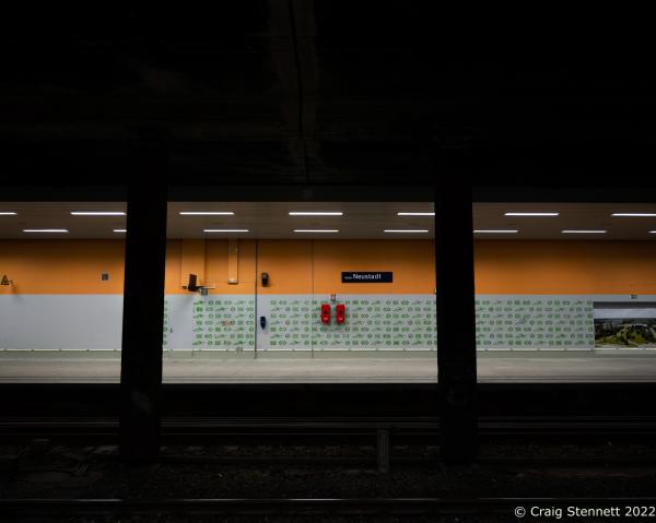 Poetry of a City-Book Project. Halle (Saale), Germany - HAALE (NEUSTADT), Germany-JUNE 30: The platform concourse...
