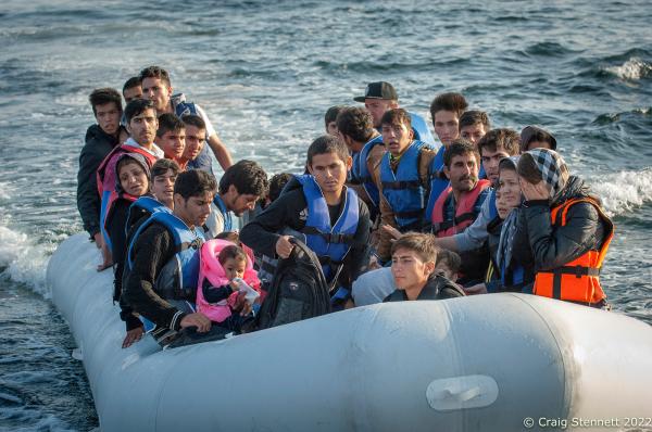 7 Days in Lesbos - EFTALOU, GREECE-SEPTEMBER 21: Refugees arrive at Limanaki...