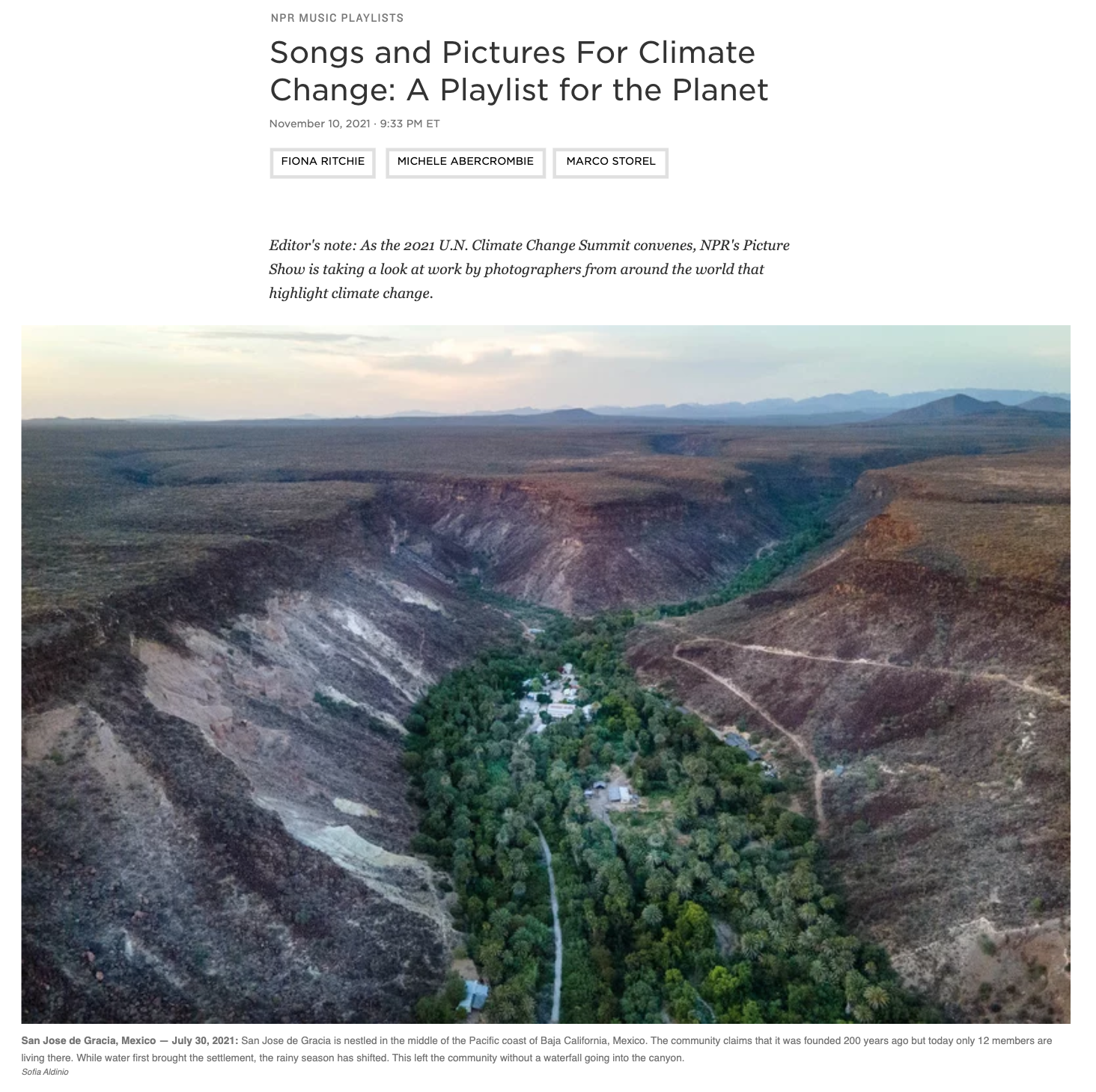 Photo Edit for NPR: Songs and Pictures For Climate Change: A Playlist for the Planet