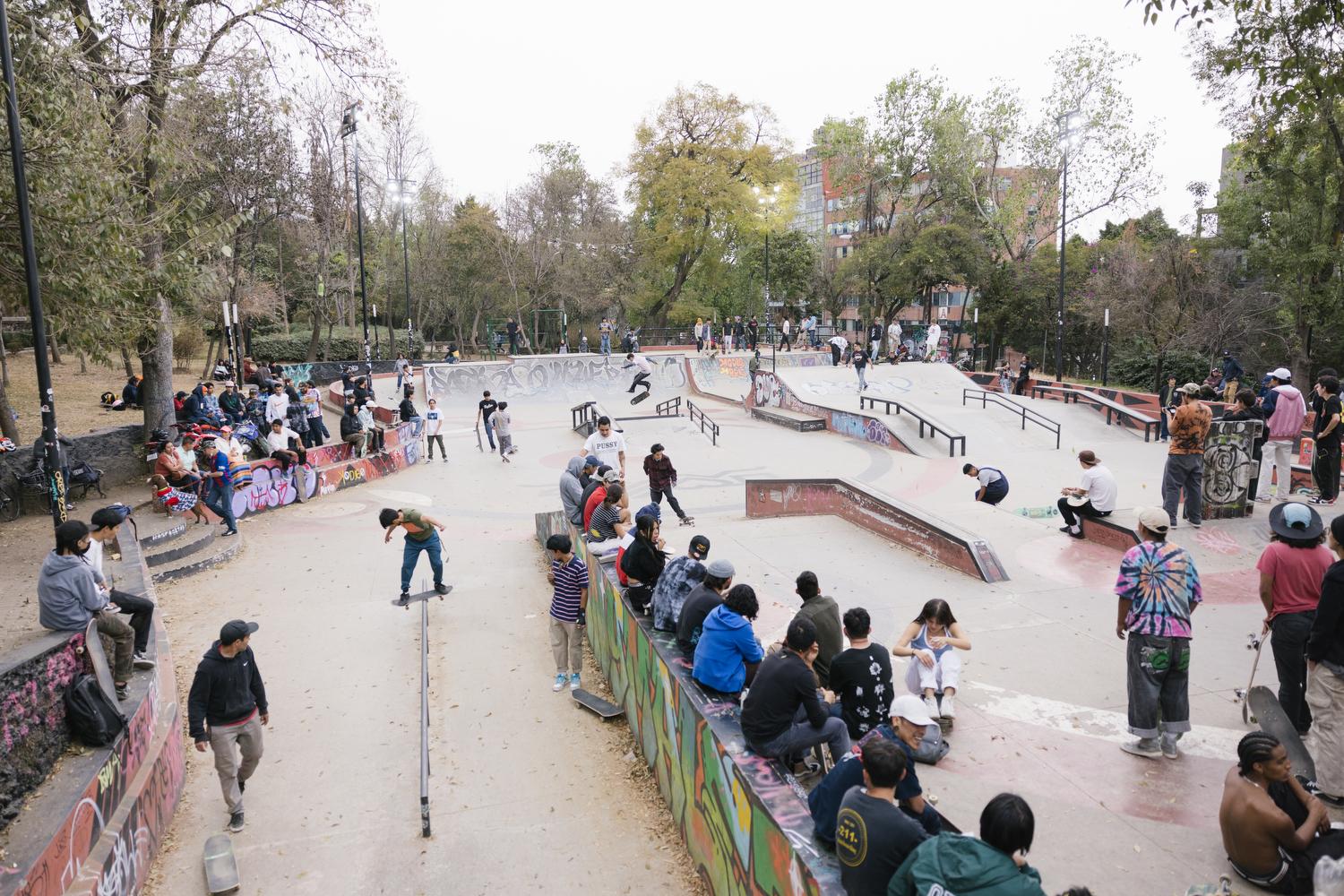 Mexico City, Mexico. January 8, 2021. A skateboarding competition at Parque Lira Skatepark in...