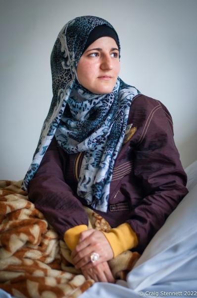 AMMAN, JORDAN-JANUARY 11: Syrian refugee Saha at MSF&#39;s (M&eacute;decins Sans Fronti&egrave;res/Doctors Without Borders) Hospital for Reconstructive Surgery in Amman, Jordan on January 11th 2016. Saha was injured in her hand and leg from a blast from an artillery shell while sheltering in a suburb of Aleppo in 2012. MSF opened the Al Mowasah Hospital in Tirmizi Street, Amman on the 8th September 2015. It is the first fully-fledged medical facility devoted solely to reconstructive surgery, physiotherapy and psychological support for victims of war. The Hospital is unique in offering a comprehensive care package free for its patients. It is the societies biggest single annual financial commitment with an expense of approximately &pound;7.5 million per year (2016) and a departure from its classical solely disaster response role towards one that offers &quot;rebuilding lives&quot;. (Photo by Craig Stennett/Getty Images)