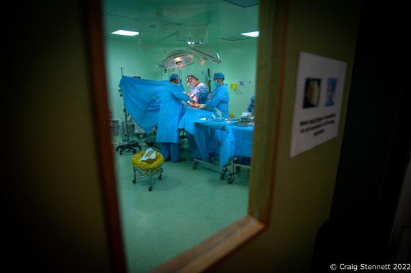 AMMAN, JORDAN JANUARY 12: Orthopedic Surgeon Dr Ali AlAni in surgery with his surgical team at MSF&#39;s (M&eacute;decins Sans Fronti&egrave;res/Doctors Without Borders) Hospital for Reconstructive Surgery in Amman, Jordan on January 12th, 2016. Dr AlAni is operating on a patients sciatic nerve which had been damaged from shrapnel wounds to both legs from a roadside bomb in Baghdad, Iraq in 2014. The operation is intended to bring functionaliy back to the patients legs and allow him to walk again. MSF opened the Al Mowasah Hospital in Tirmizi Street, Amman on the 8th September 2015. It is the first fully-fledged medical facility devoted solely to reconstructive surgery, physiotherapy and psychological support for victims of war. The Hospital is unique in offering a comprehensive care package free for its patients. It is the societies biggest single annual financial commitment with an expense of approximately &pound;7.5 million per year (2016) and a departure from its classical solely disaster response role towards one that offers &quot;rebuilding lives&quot;. (Photo by Craig Stennett/Getty Images)