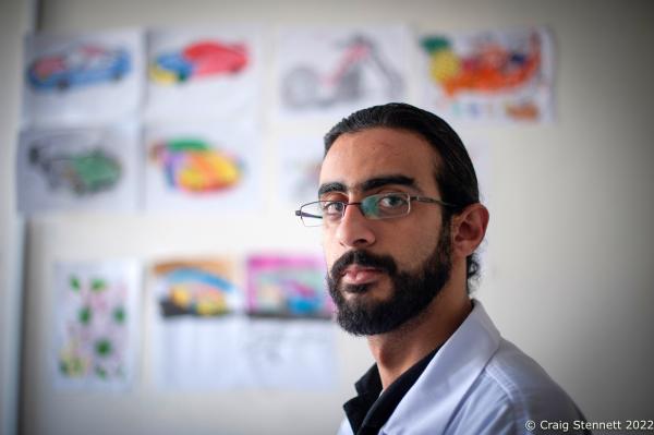AMMAN, JORDAN-JANUARY 13: Pediatric Counsellor Talha AlAli in the children&#39;s Learning Room at MSF&quot;s (M&eacute;decins Sans Fronti&egrave;res/Doctors Without Borders) Hospital for Reconstructive Surgery on January 13th, 2016. Counsellor Talha AlAli: &quot;When you work with the children you have to accept them as they are and i try to focus on getting them to trust the world again. When i go home i cry for them as victims of war but when i&#39;m working i concentrate on getting them well again. One of the children who had very severe burn injuries on his body and face when asked to draw a self portrait drew a picture of a monster. i had to tell him he wasn&#39;t a monster, he was a hero. Now he draws himself as a super hero&quot; MSF opened the Al Mowasah Hospital in Tirmizi Street, Amman on the 8th September 2015. It is the first fully-fledged medical facility devoted solely to reconstructive surgery, physiotherapy and psychological support for victims of war. The Hospital is unique in offering a comprehensive care package free for its patients. It is the societies biggest single annual financial commitment with an expense of approximately &pound;7.5 million per year (2016) and a departure from its classical solely disaster response role towards one that offers &quot;rebuilding lives&quot;. (Photo by Craig Stennett/Getty Images)