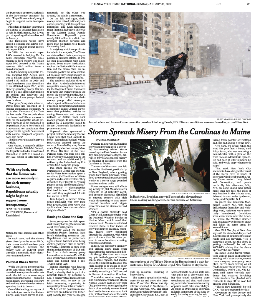 Thumbnail of for The New York Times: Winter Storm Moves Into Maine After Pounding Northeast With Heavy Snow 
