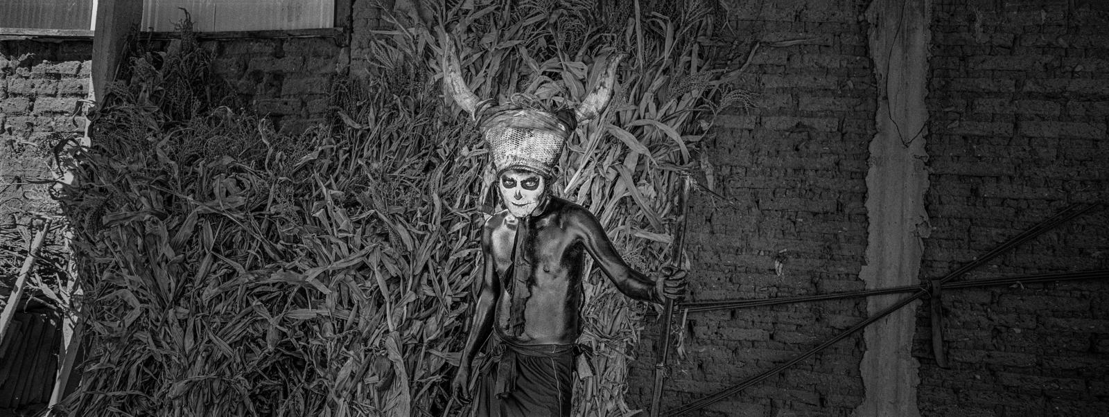 Carnaval in San Martin Tilcajete using a Hasselblad Xpan for black and white panoramic photos. February 2015
