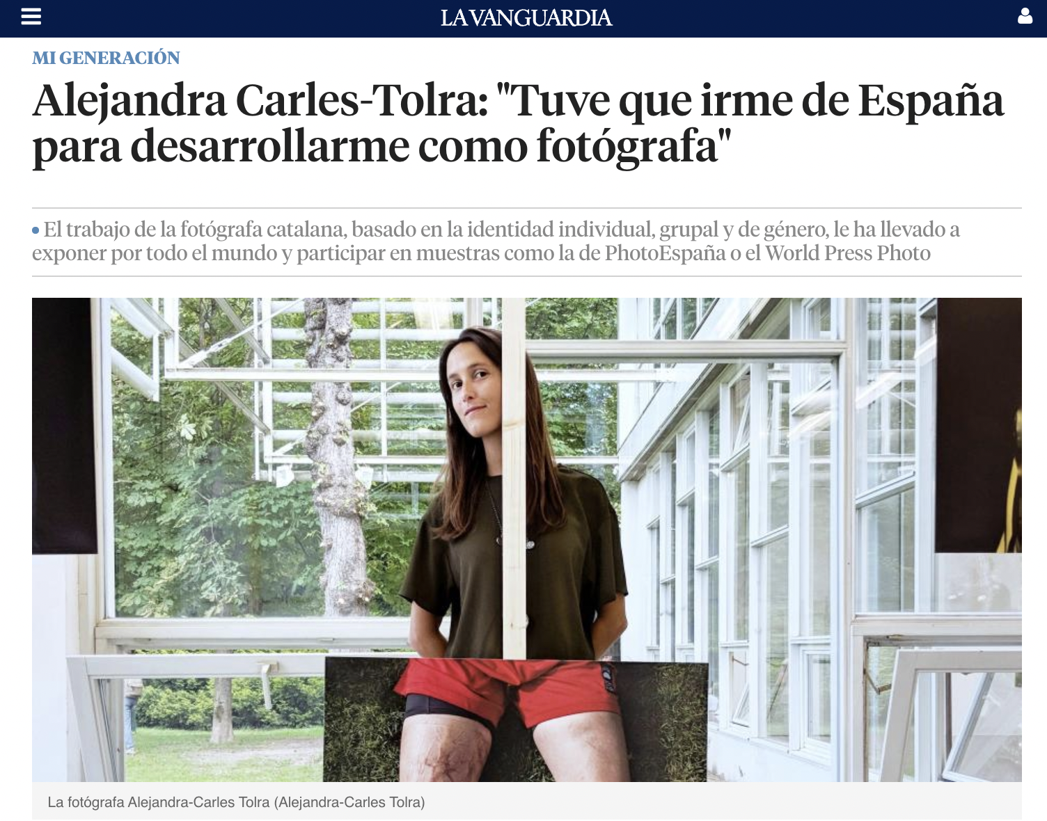 La Vanguardia: "Tuve que irme de España para desarrollarme como fotógrafa"