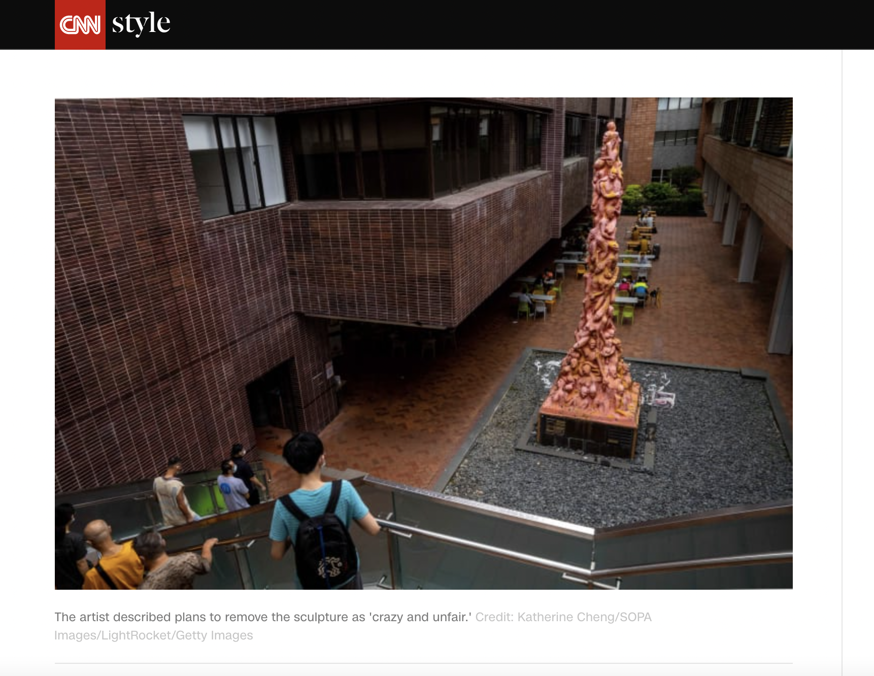 Image from TEARSHEET -  [CNN] Hong Kong University to remove ‘Pillar of...