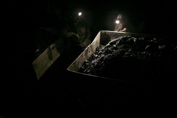 Ukraine Crisis-The East - Miners working in Melinkov coal mine, which is owned by...