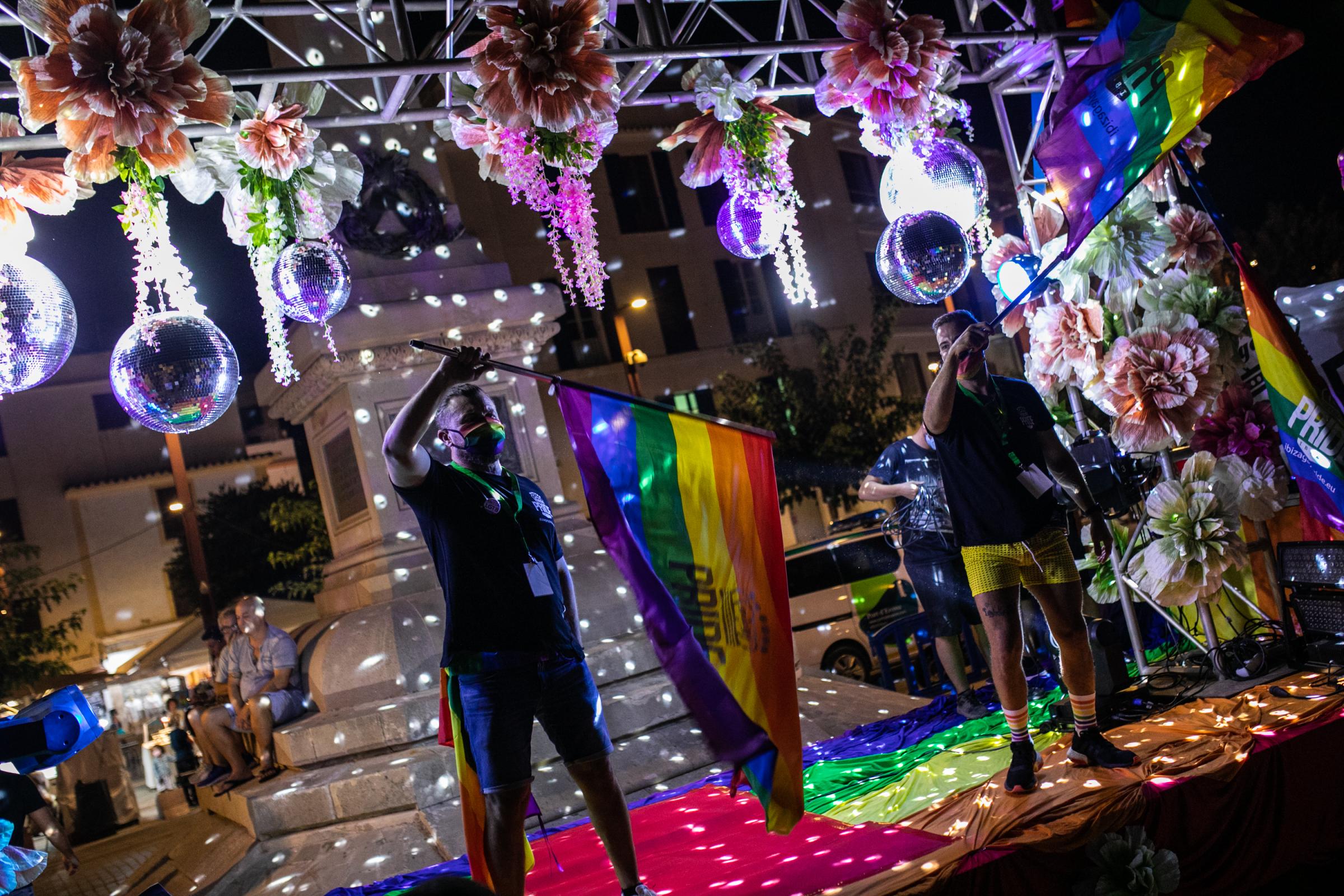 Gay Pride Takes Place In Ibiza - IBIZA, SPAIN - SEPTEMBER 17: Participants enjoy gay pride...