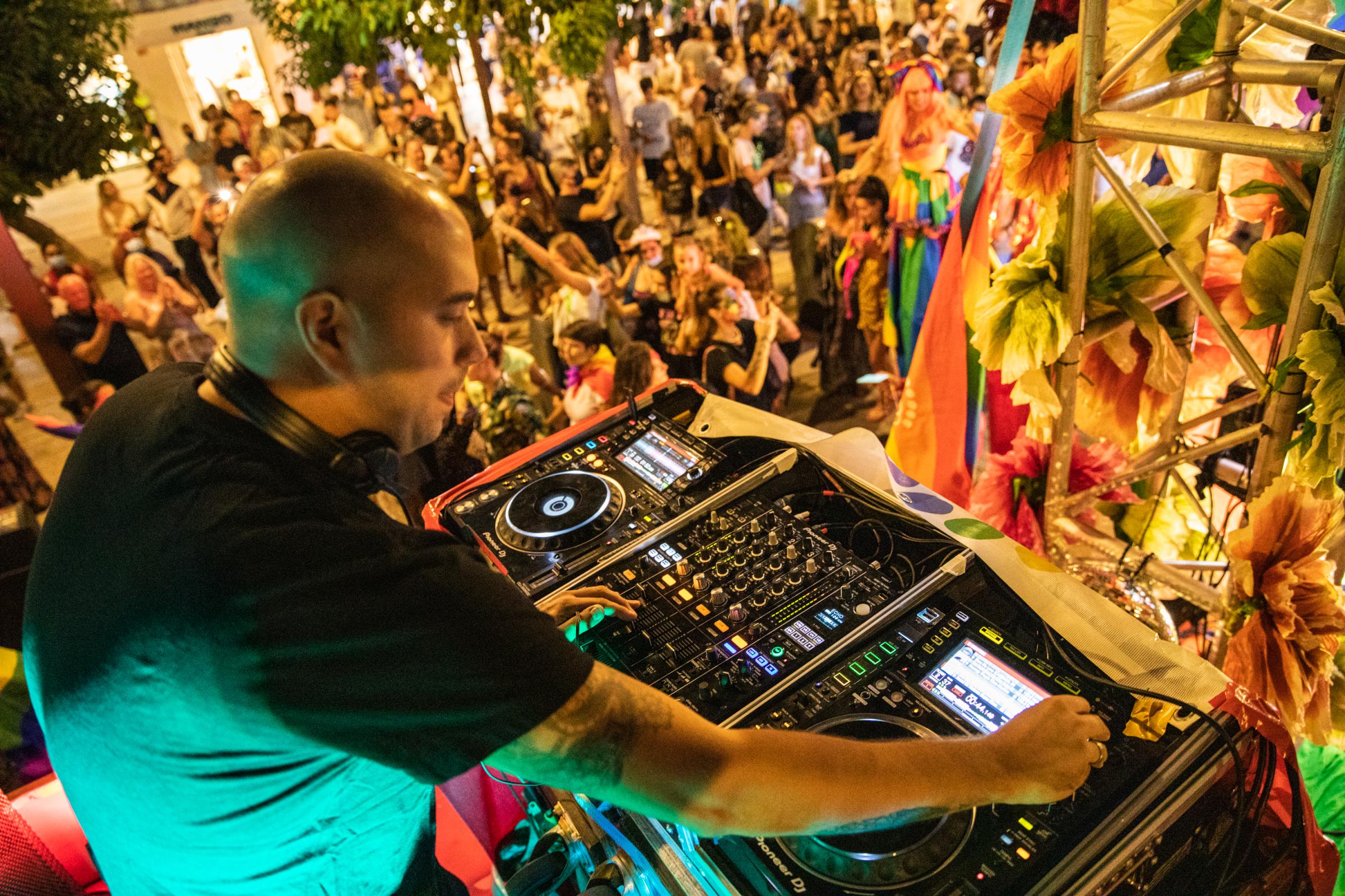 Gay Pride Takes Place In Ibiza - IBIZA, SPAIN - SEPTEMBER 17: Pride Day DJ plays techno...