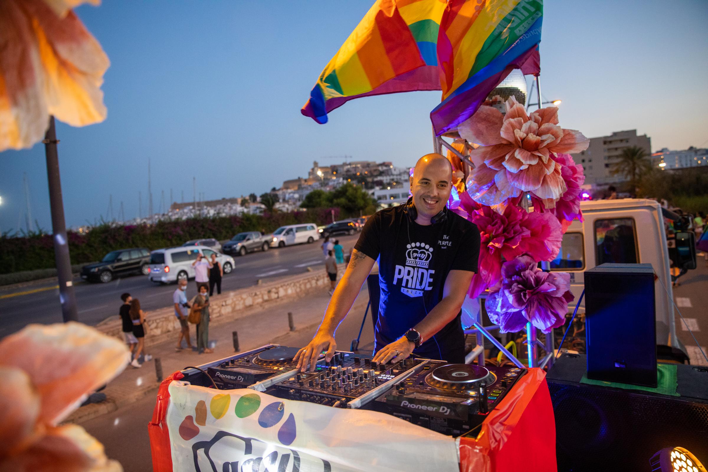 Gay Pride Takes Place In Ibiza - IBIZA, SPAIN - SEPTEMBER 17: Gay Pride Day DJ plays...