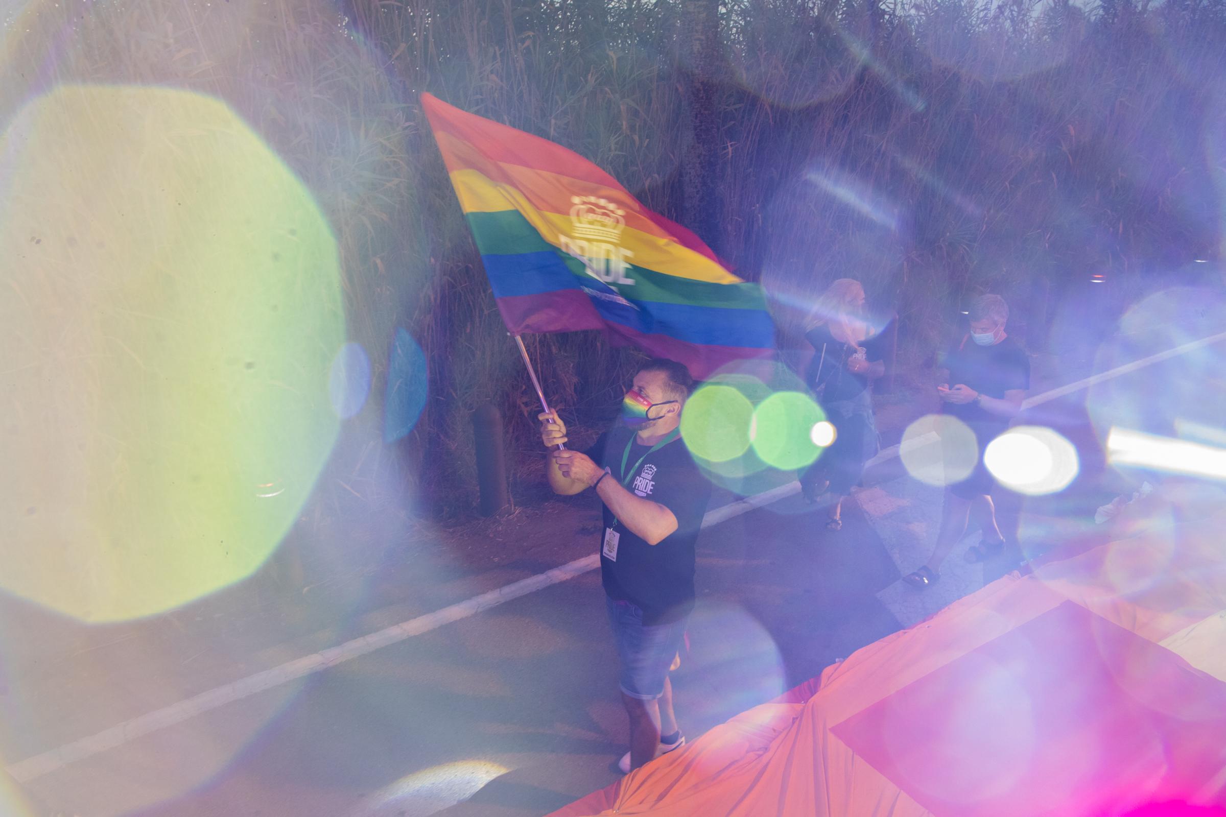 Gay Pride Takes Place In Ibiza - IBIZA, SPAIN - SEPTEMBER 17: Participant enjoy gay pride...