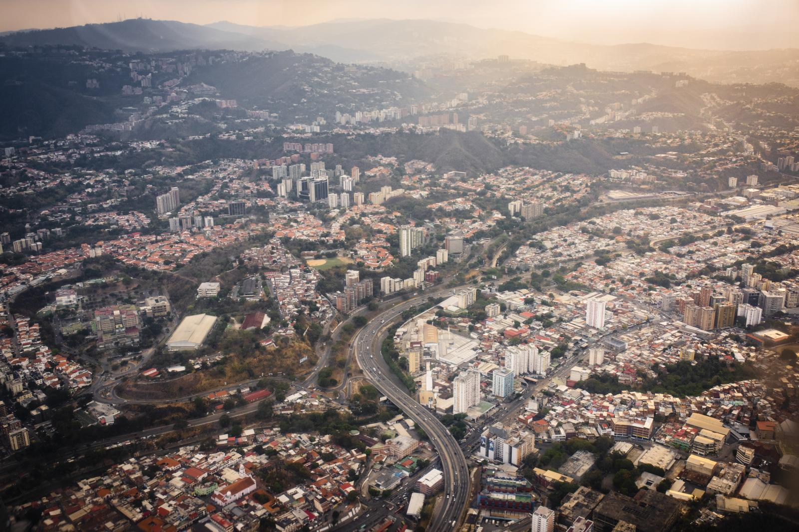 Venezuela / Between violence and justice - Aerial view of the city of Caracas, Venezuela. March 6,...