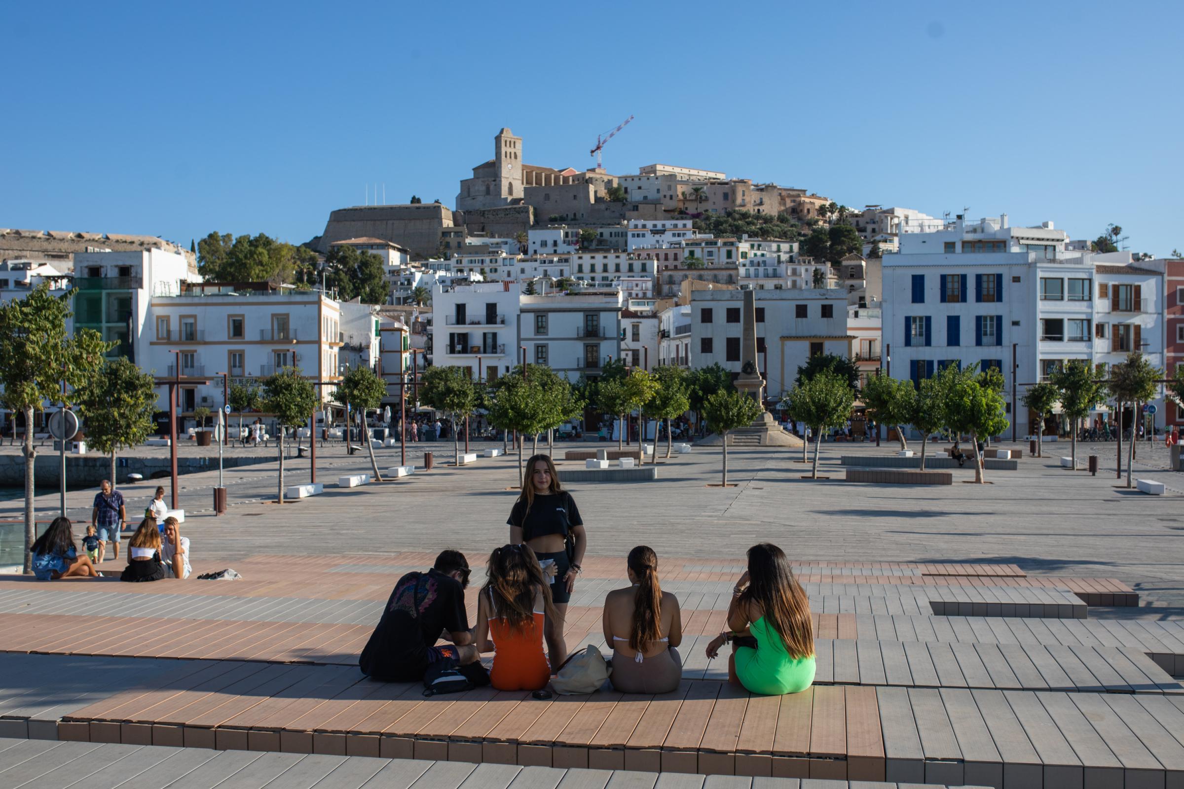 Covid-19: Ibiza Added To UK Amber Travel List - IBIZA, SPAIN - JULY 16: Detail view of the village on...