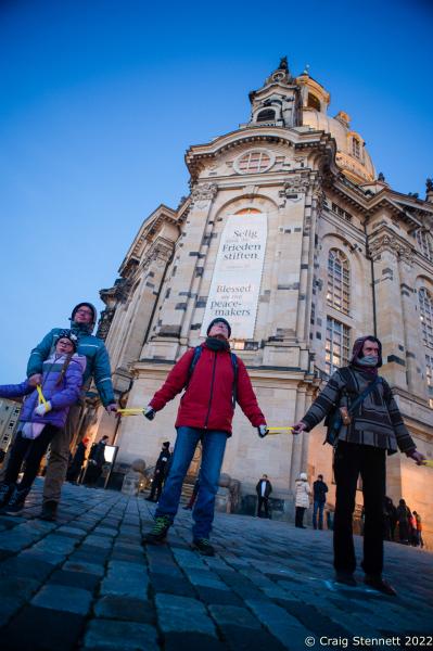 Image from 77th Anniversary of Dresden Firebombing in WW2-Germany - DRESDEN, GERMANY-FEBRUARY 13: People gathered to make the...