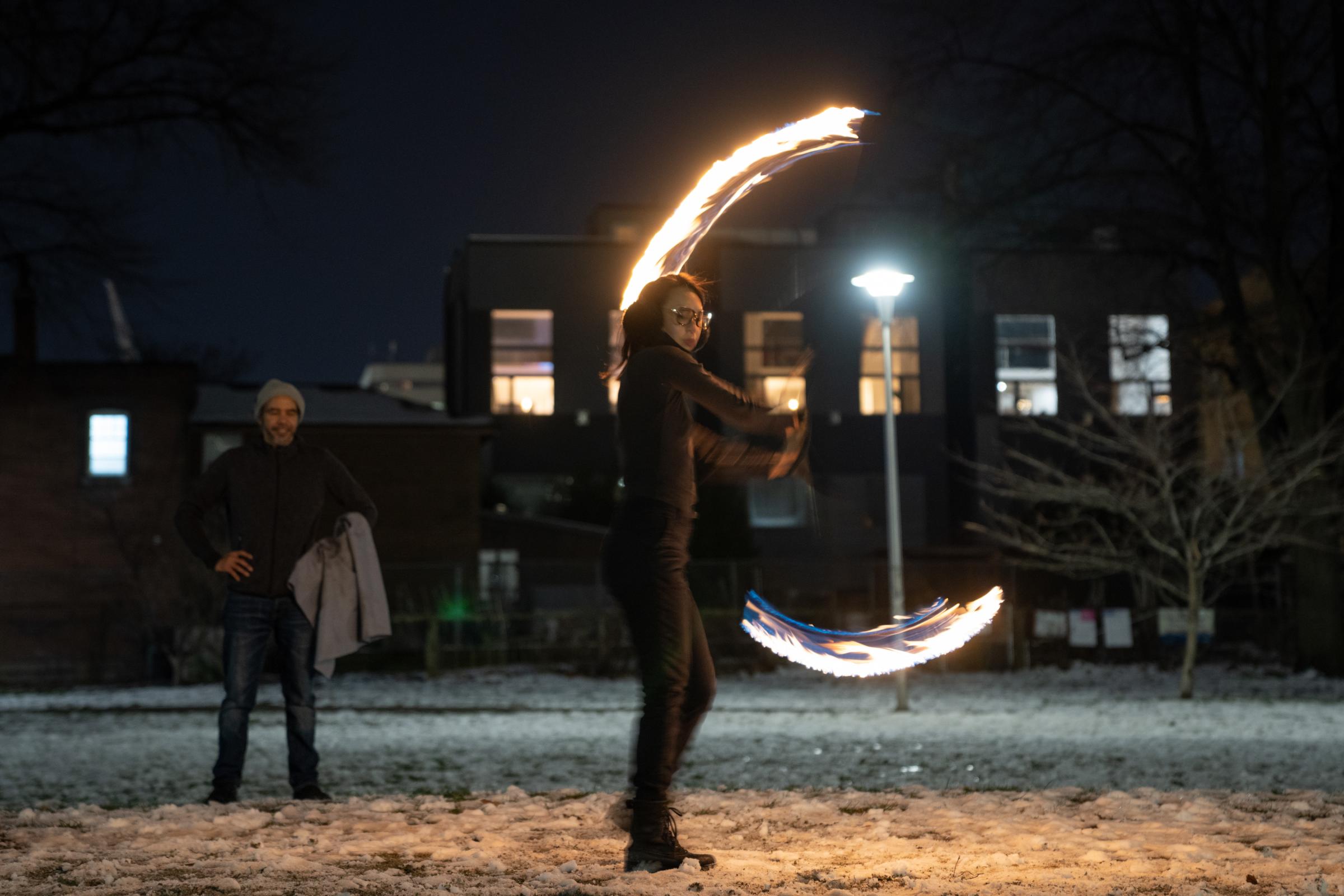 [Globe and Mail] Dance of the Lion, Year of the Tiger - Students of the Hong Luck Kung Fu Club fire spinning to...