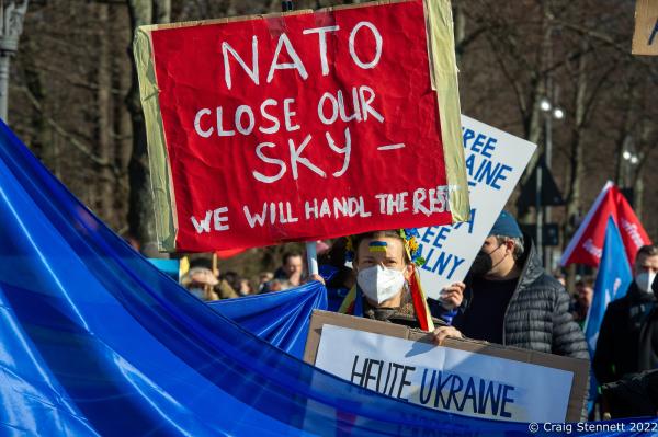 Image from Stop the War in Ukraine Demonstration-Berlin, Germany- Getty Images - BERLIN,GERMANY-FEBRUARY 27: 'Stop the War! Peace for...