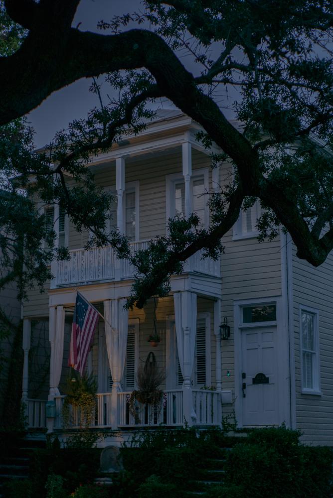 A Betsy Ross flag hangs outside... Carolina, on November 9, 2021.