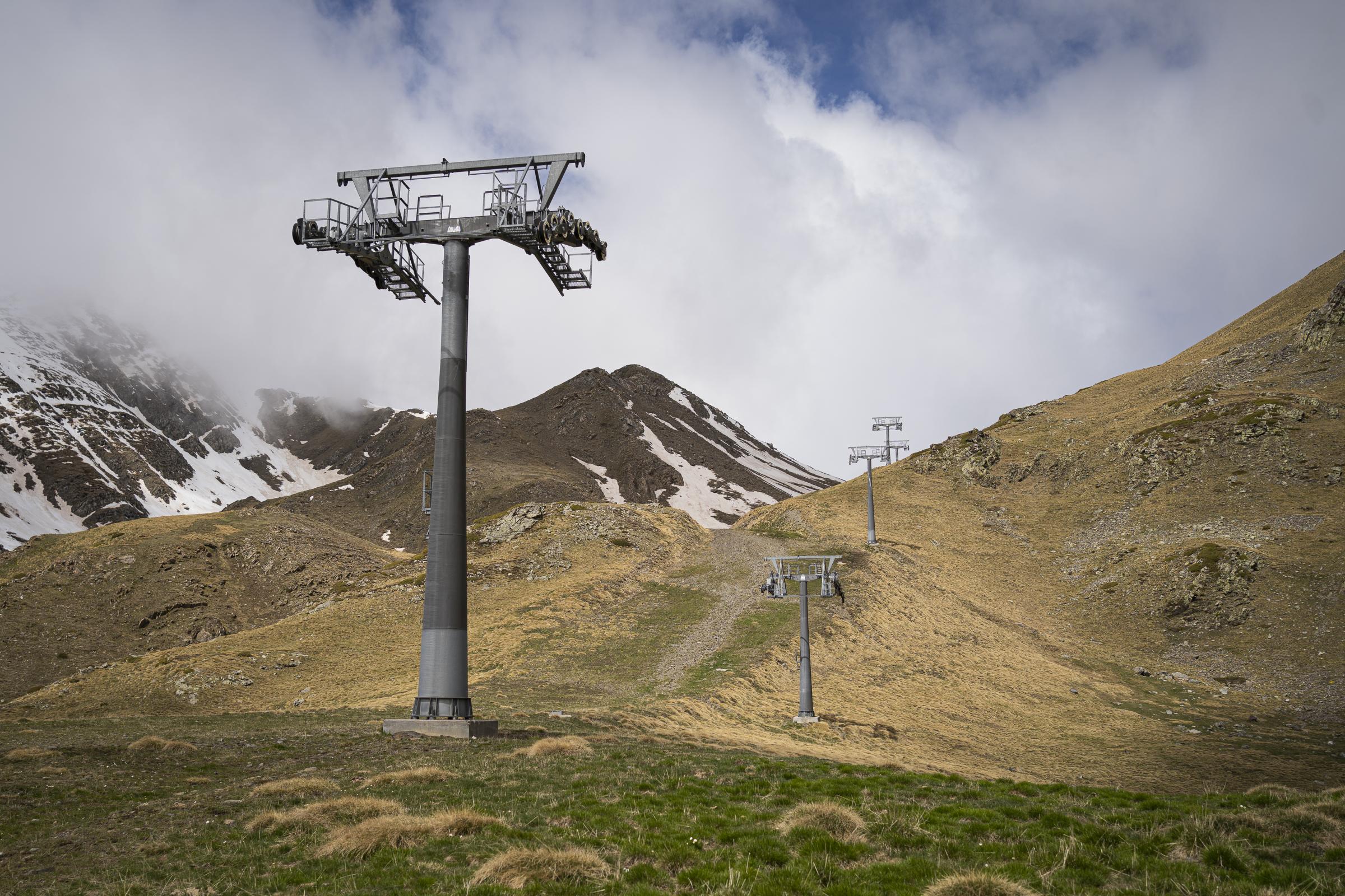  The foundations of the chairlift system at an altitude of 2 400 metres in the Barranc de Coma...