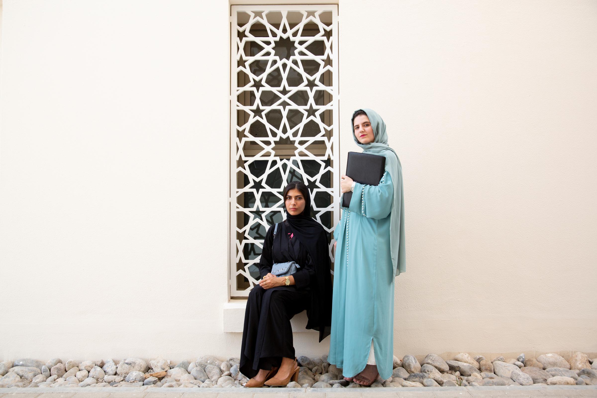 Young Oman - Oman, Muscat, Gutech University. Miriam (22) and Majida...