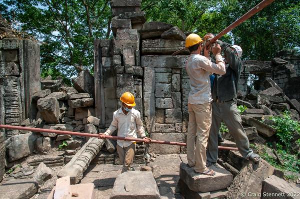 Image from The Lost Temple, Banteay Chhmar. - BANTEAY CHHMAR. CAMBODIA-MAY 22: Khmer stone masons at...
