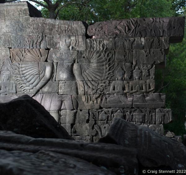 The Lost Temple, Banteay Chhmar. - BANTEAY CHHMAR. CAMBODIA-MAY 22: A temple wall depicting...