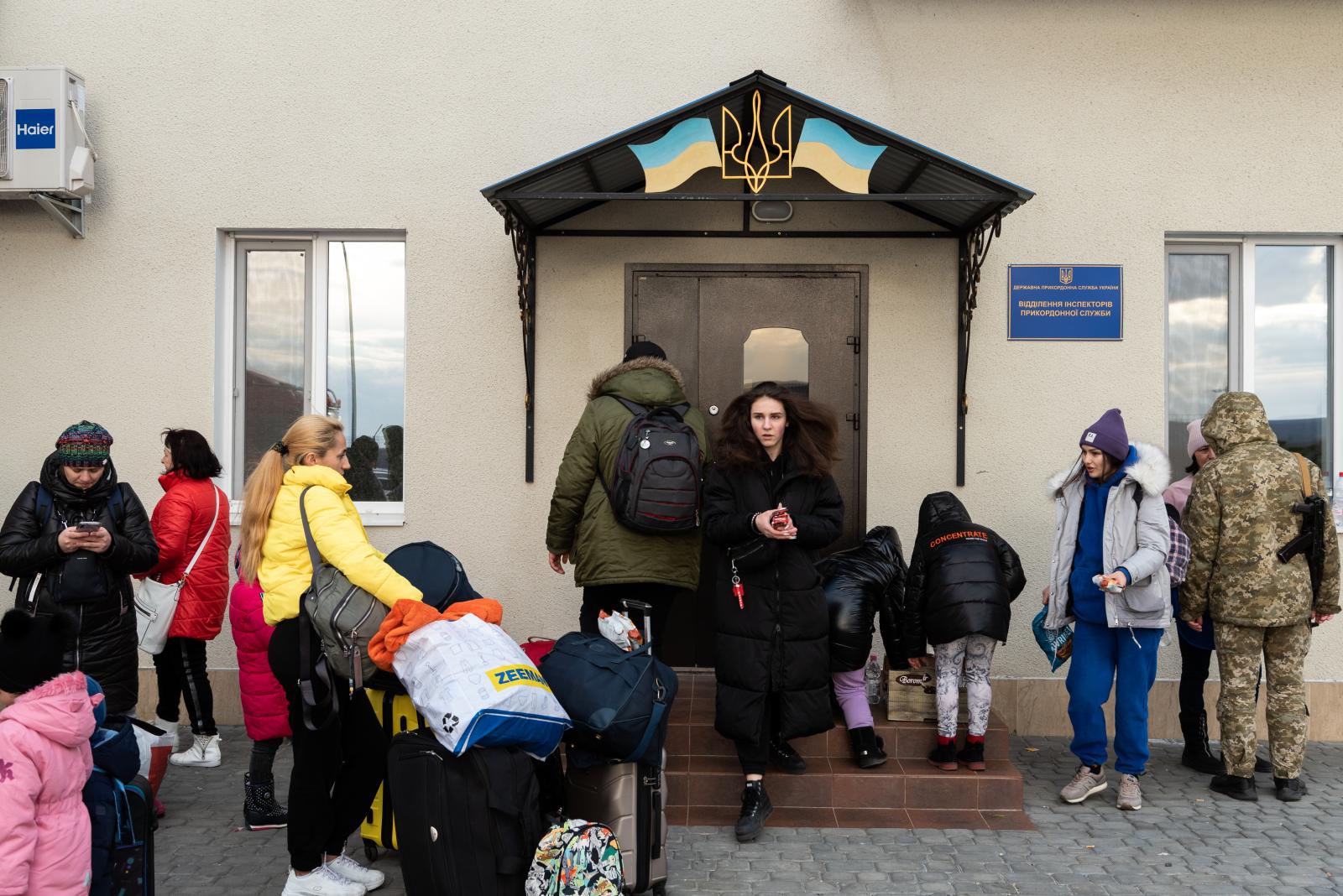 Ukrainian refugees arriving at ... to Romania, February 27, 2022.