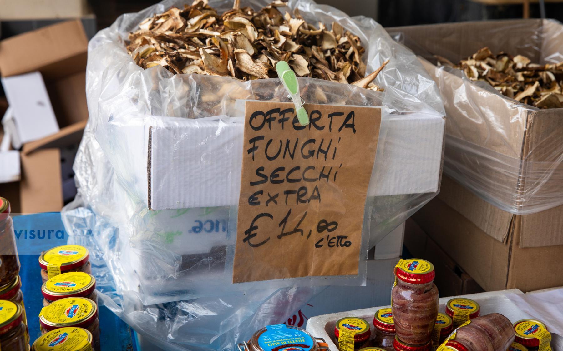 Purchase Mushrooms and Anchovies for Sale in Italy Food Market by Katie Linsky Shaw