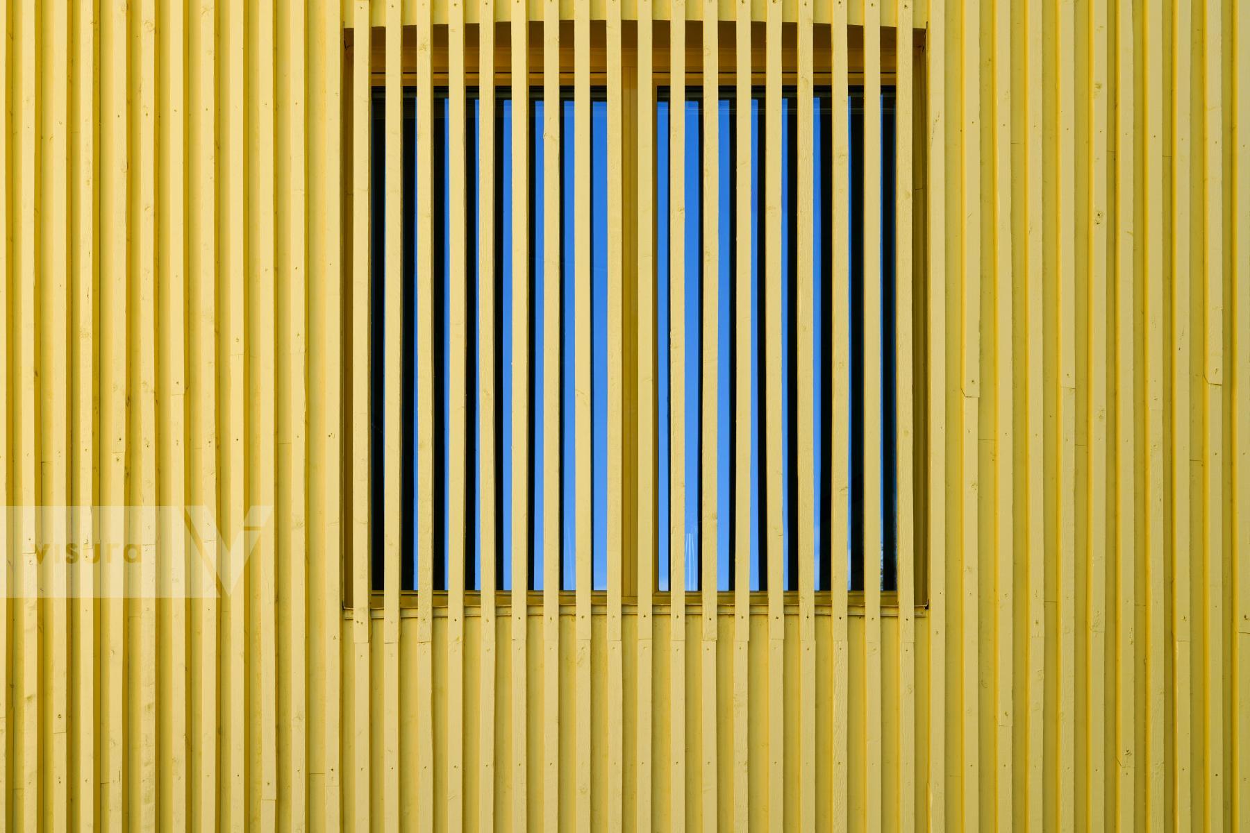 Purchase A Glimpse of Light: Yellow painted Wood meets blue Sky by Michael Nguyen