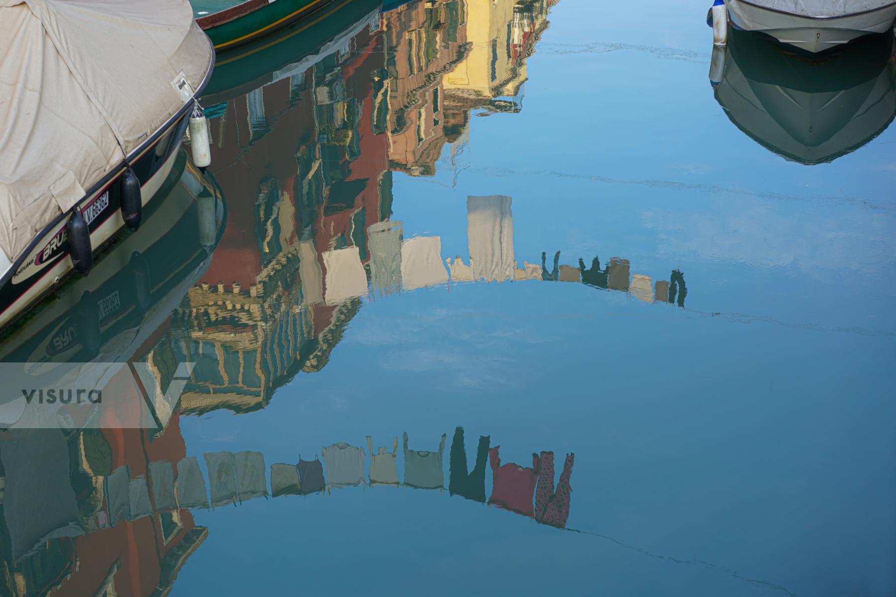 Purchase Reflections of Laundry hanging on Clotheslines in the Water of a Canal in Venice by Michael Nguyen