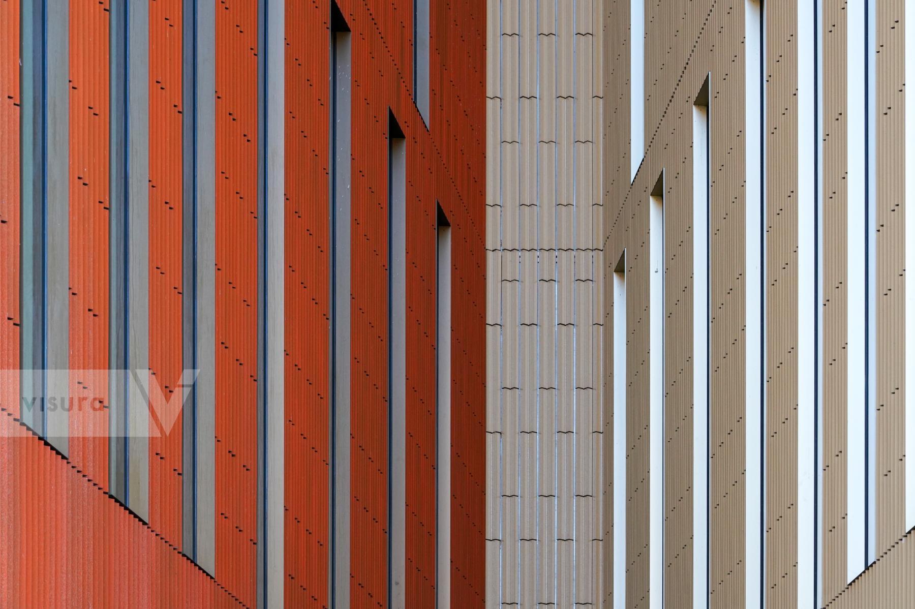 Purchase Rhythms of Red and Yellow: Concert Hall and Congress Center Facade of Malmö Live by Michael Nguyen