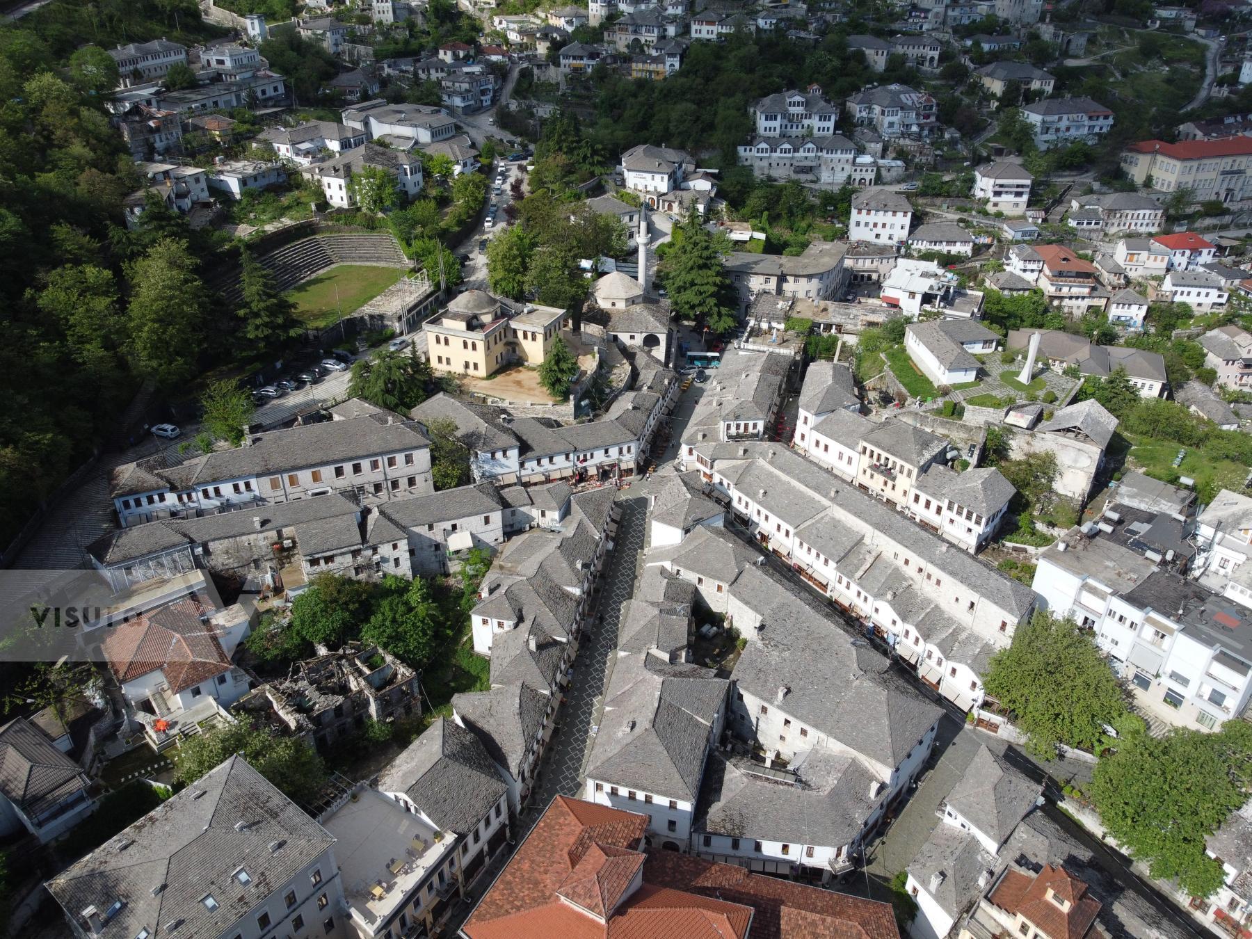 Purchase Aerial View of the Old Bazaar, Gjirokaster by Nick St.Oegger