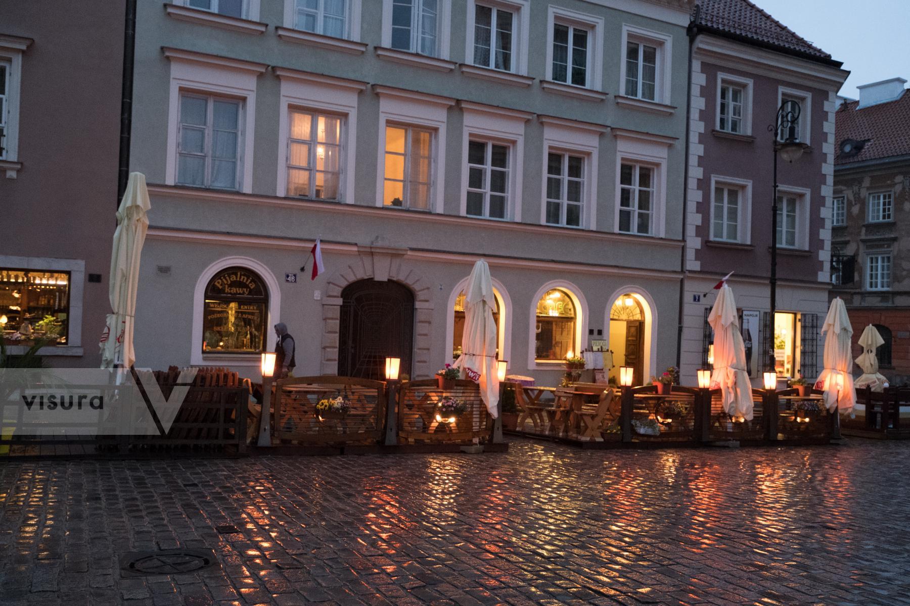 Purchase Cobblestone Street at Sunset in Warsaw, Poland  by Hannah Kozak