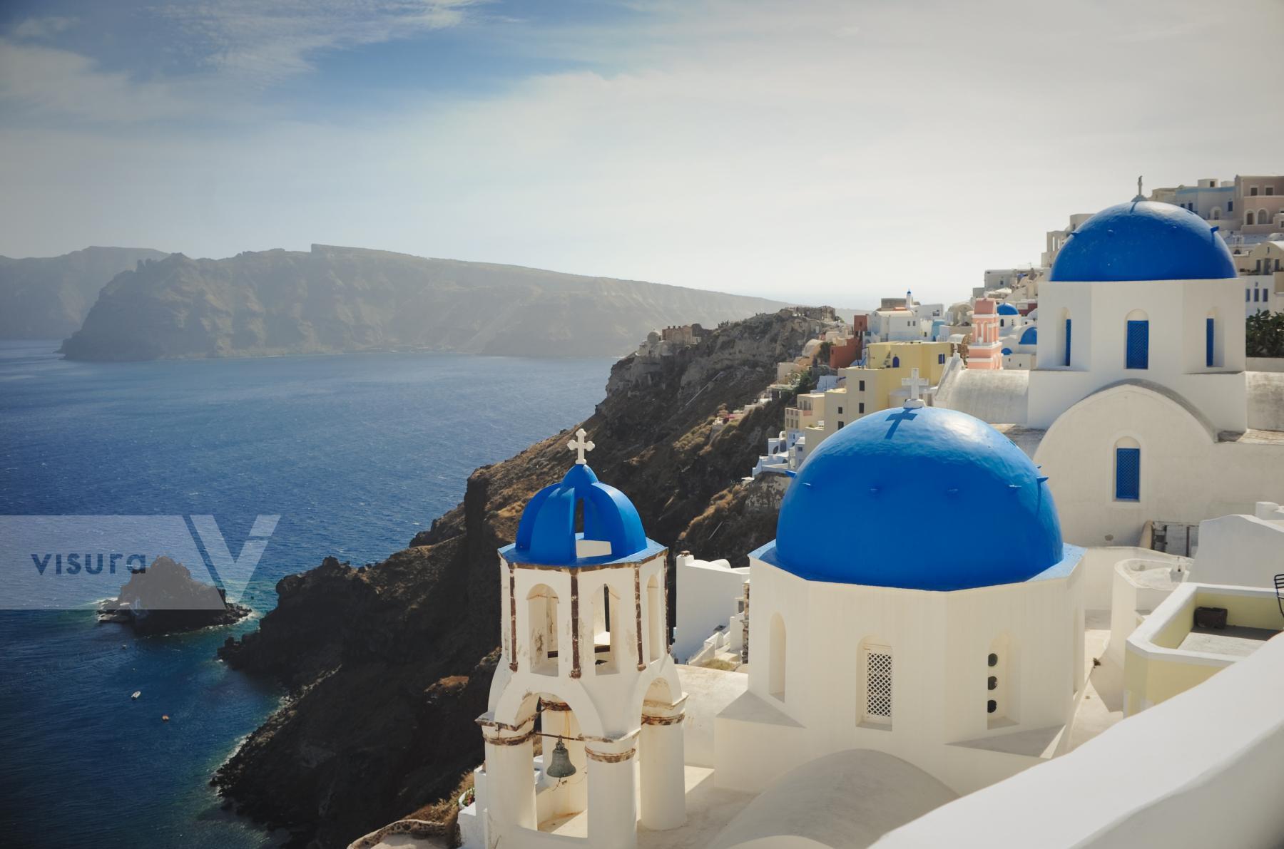 Purchase Blue Domes of Oia, Santorini by Nick St.Oegger