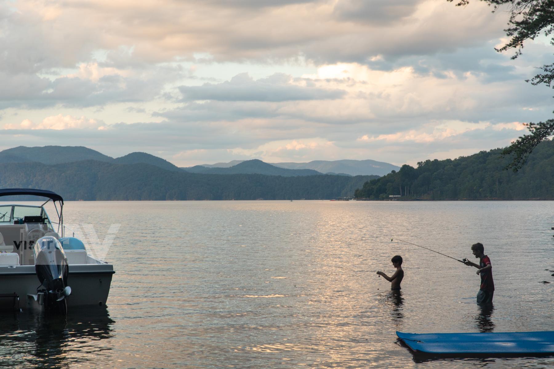 Purchase Fishing in Lake Jocassee, South Carolina by Katie Linsky Shaw