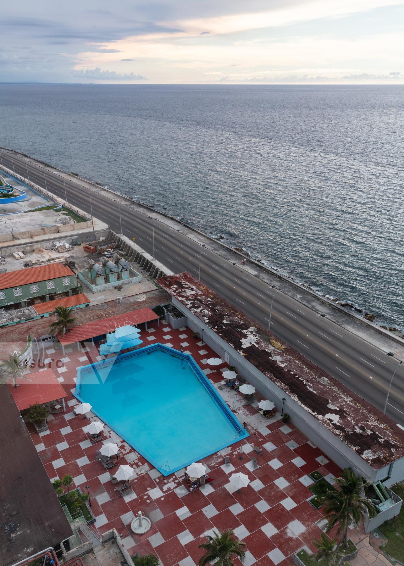 Purchase Riviera Hotel Pool and Malecon at Sunset. by Silvia Ros