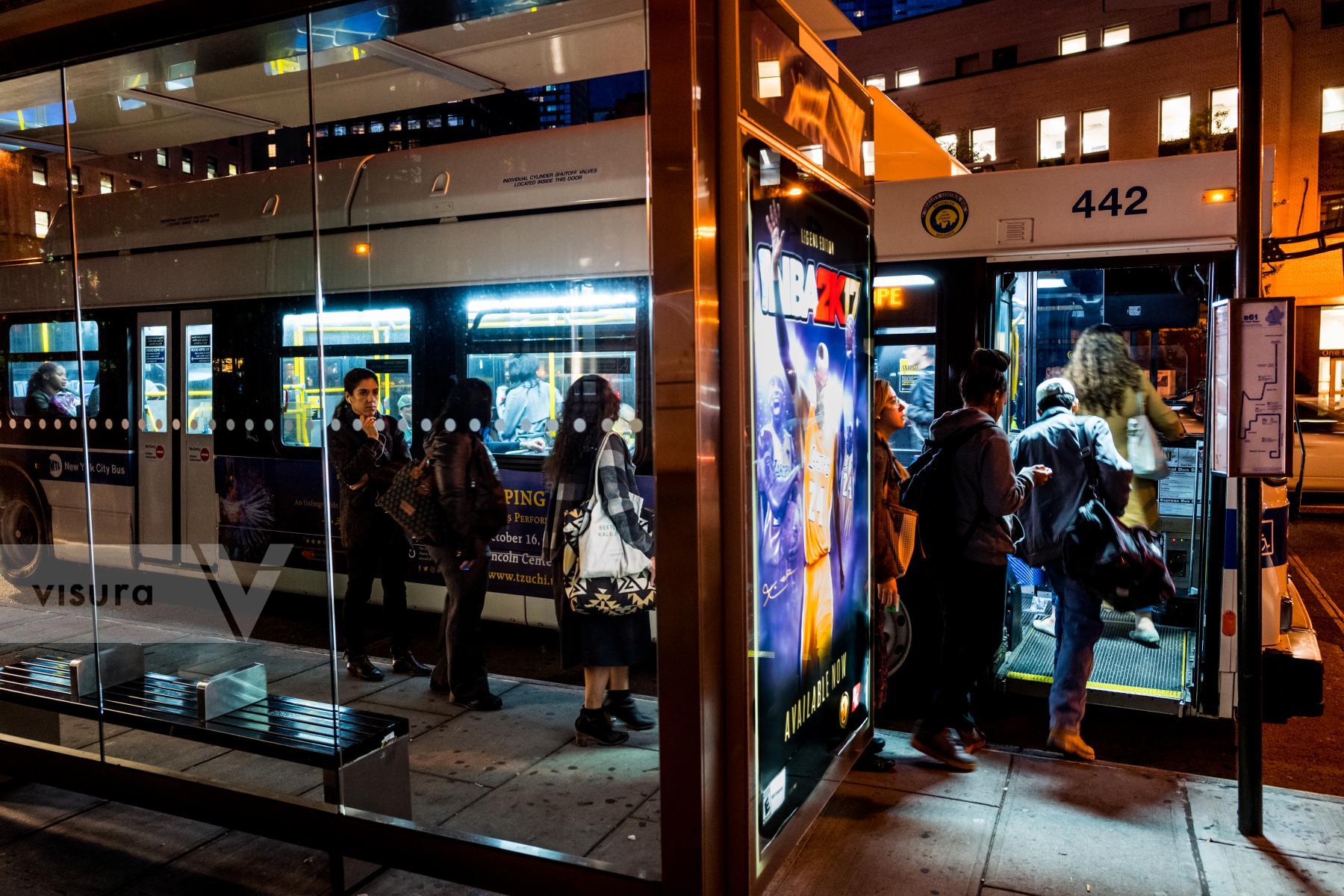 Purchase Rush Hour/NYC Bus 161011051 by Kenneth Nelson